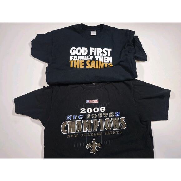 new orleans saints Black Med t shirt Lot Of 2 2009 - Picture 1 of 4